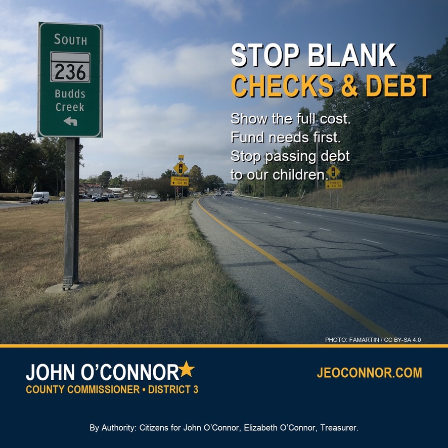 Campaign graphic: Stop blank checks and debt
